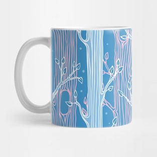 Seamless pattern with trees, light blue Mug